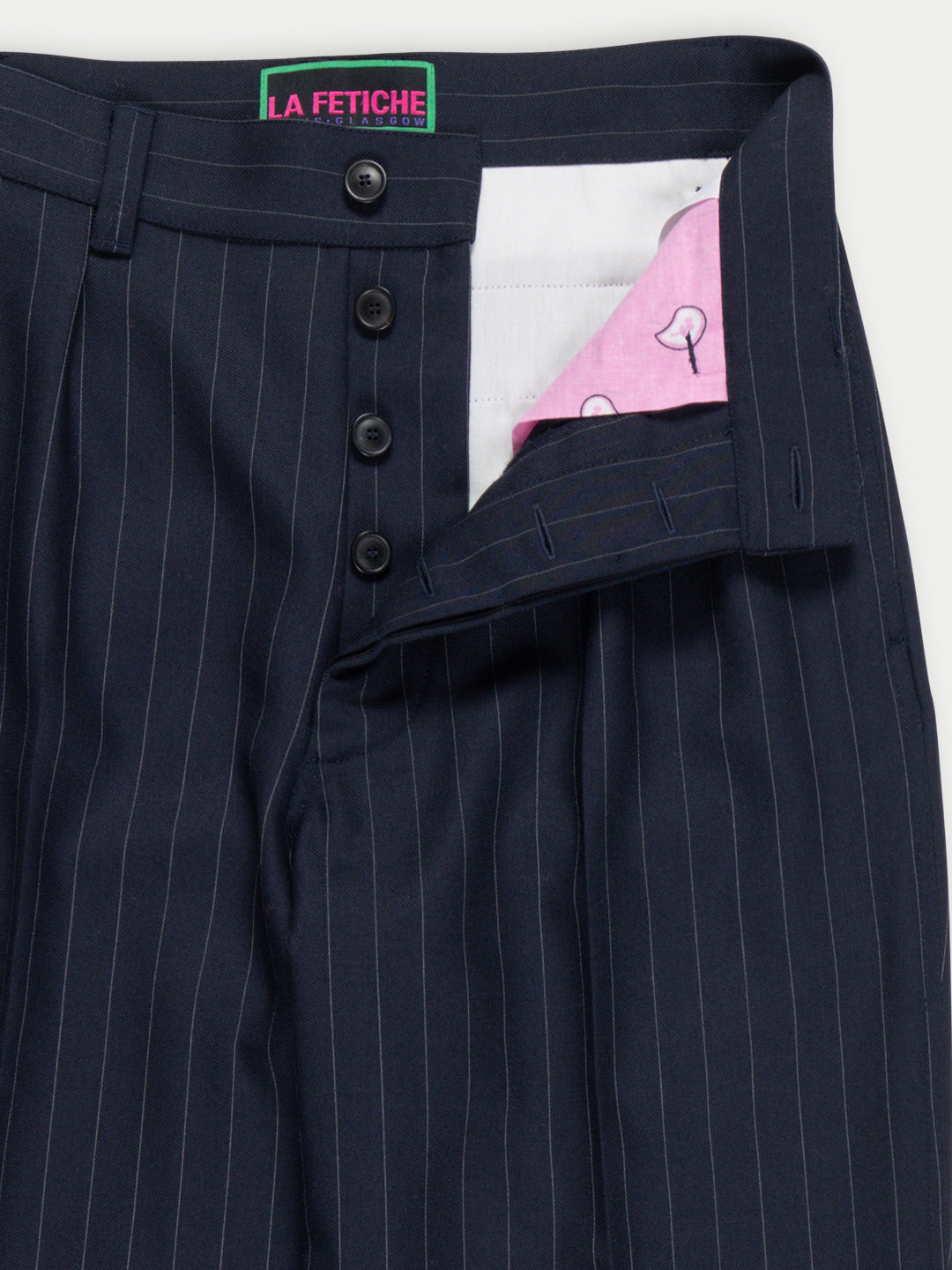 DAHO Pleated Tailored Pant - Navy Pinstripes
