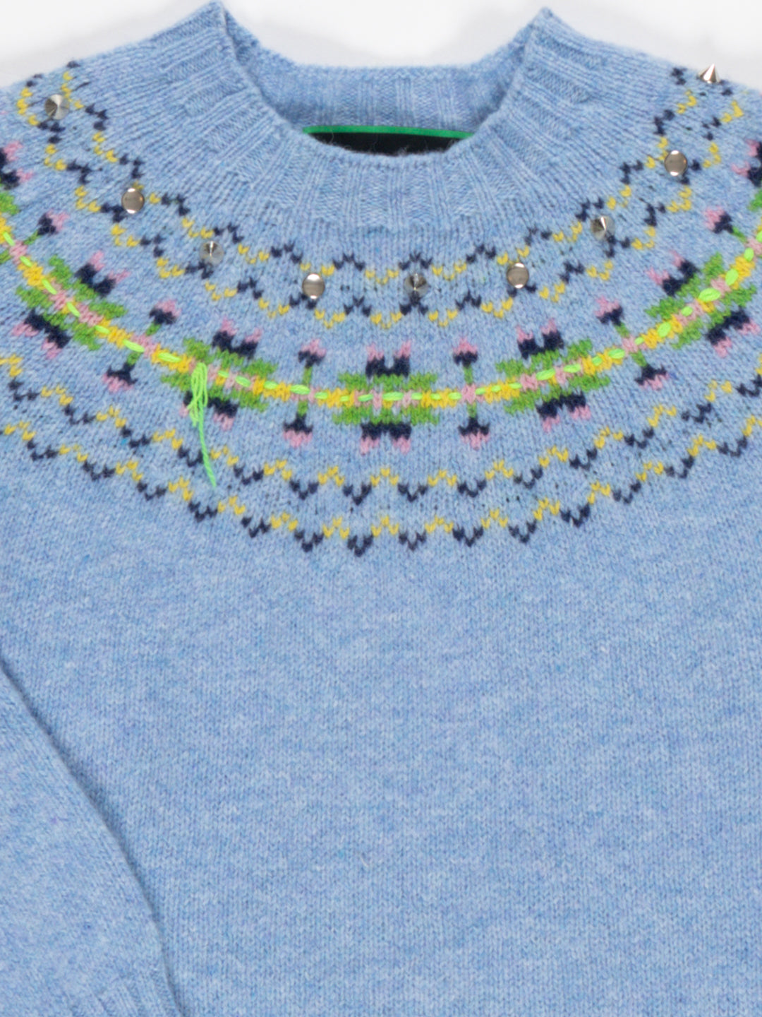 BARBARA Fairisle Shetland Sweater - Light Blue