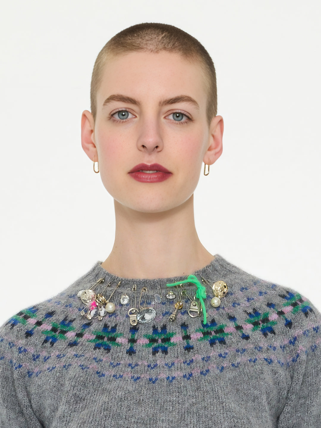 BABS Embellished Fairisle Shetland Sweater - Grey