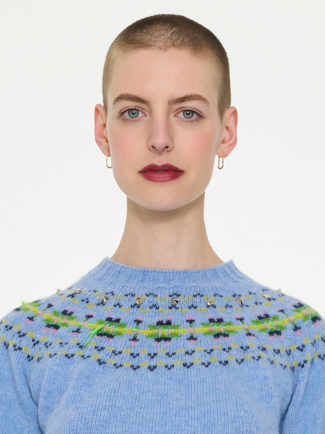 BARBARA Fairisle Shetland Sweater - Light Blue