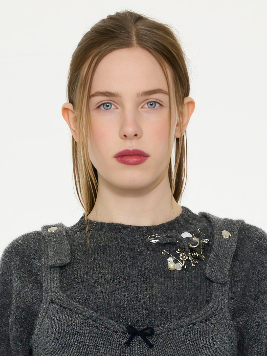 FIFI Crew Neck Shetland Sweater - Dark Grey