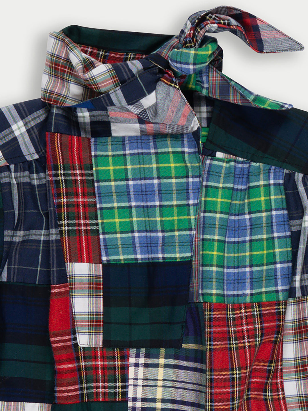 NUSCH Patchwork Tartan Neck Tie Blouse - Tartan Patchwork