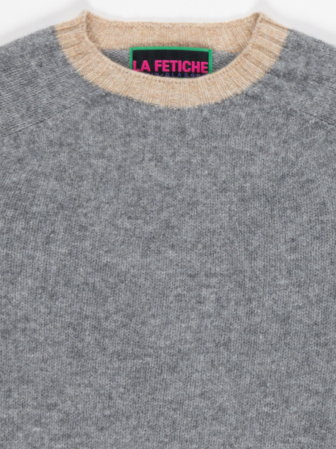 FIFI Crew Neck Shetland Sweater - Grey / Beige